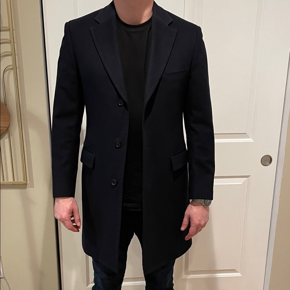 Suitsupply Men's Navy Long Coat